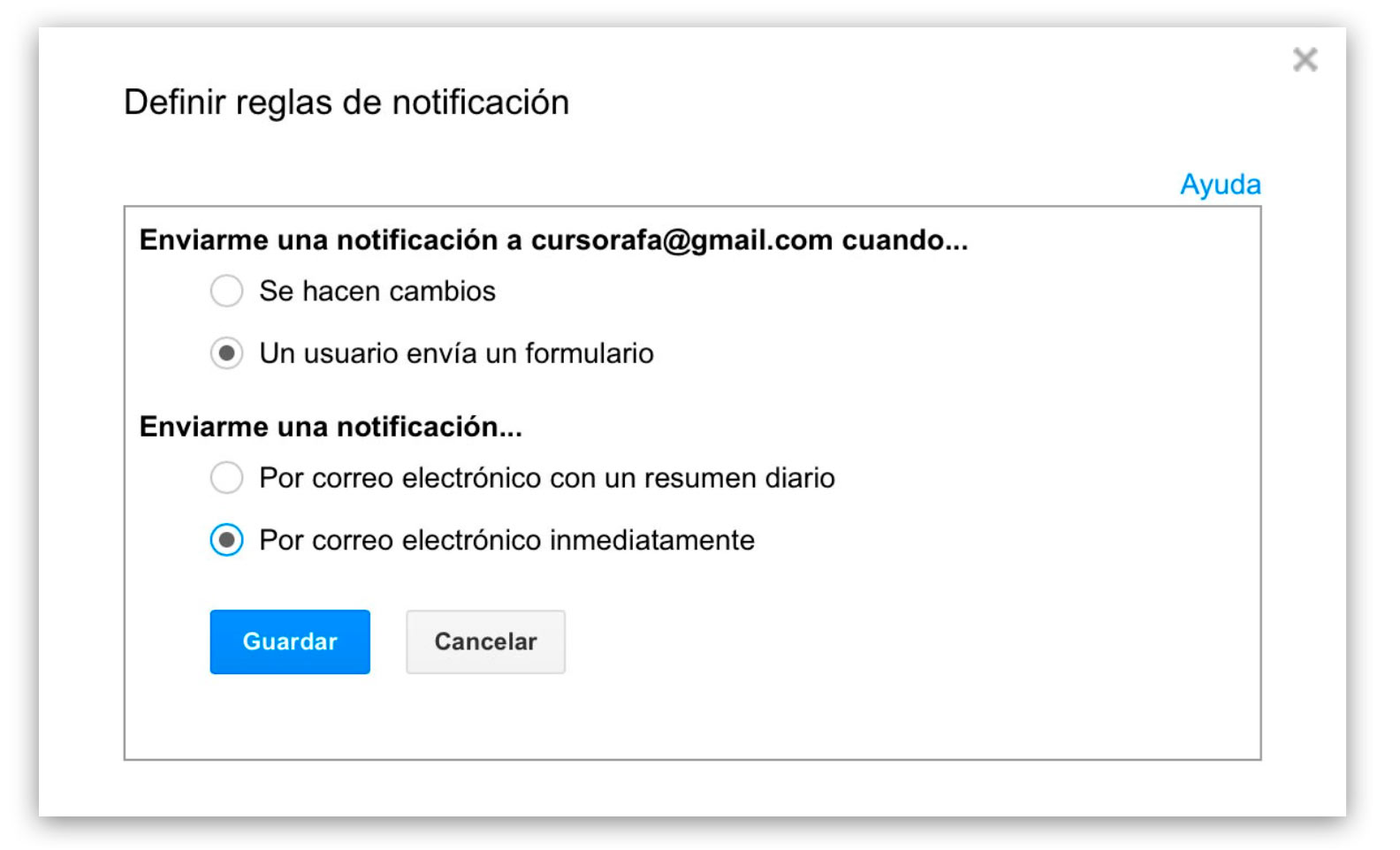 Reglas notificación