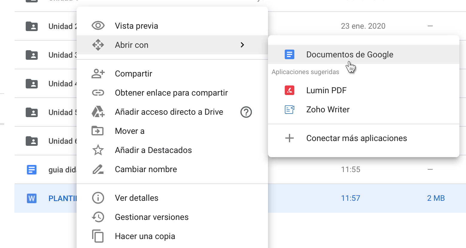 Convertir Word a Documentos de Google