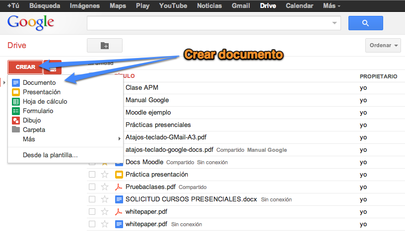 Resultado de imagen para como crear documentos en google drive