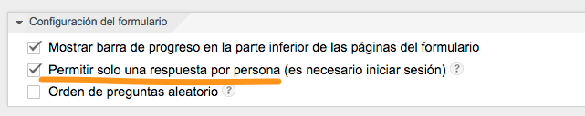 Limitar respuestas formularios de Google